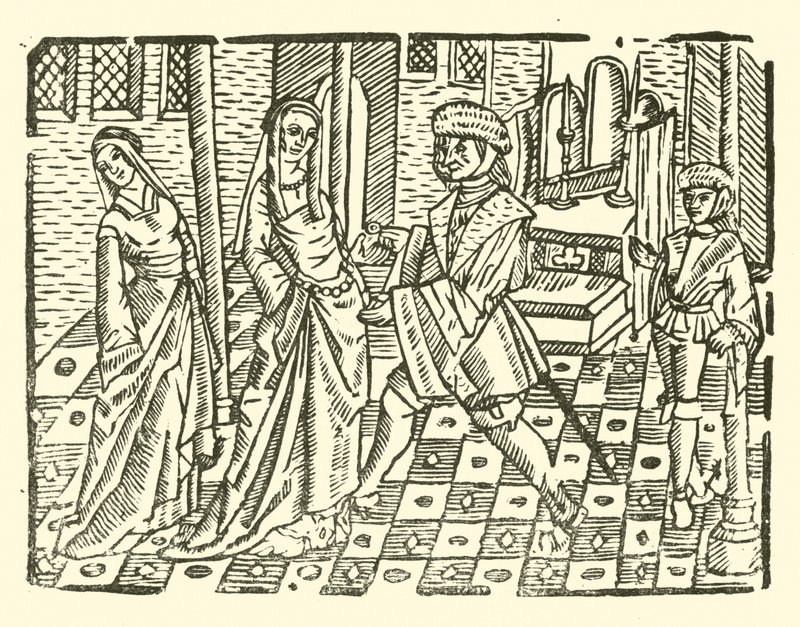 Ilustracja do Ballad Roxburghe (drzeworyt) autorstwa (after) English School