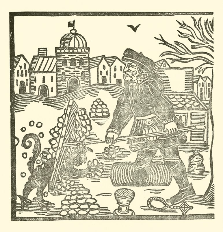 Ilustracja do Ballad Roxburghe (drzeworyt) autorstwa (after) English School