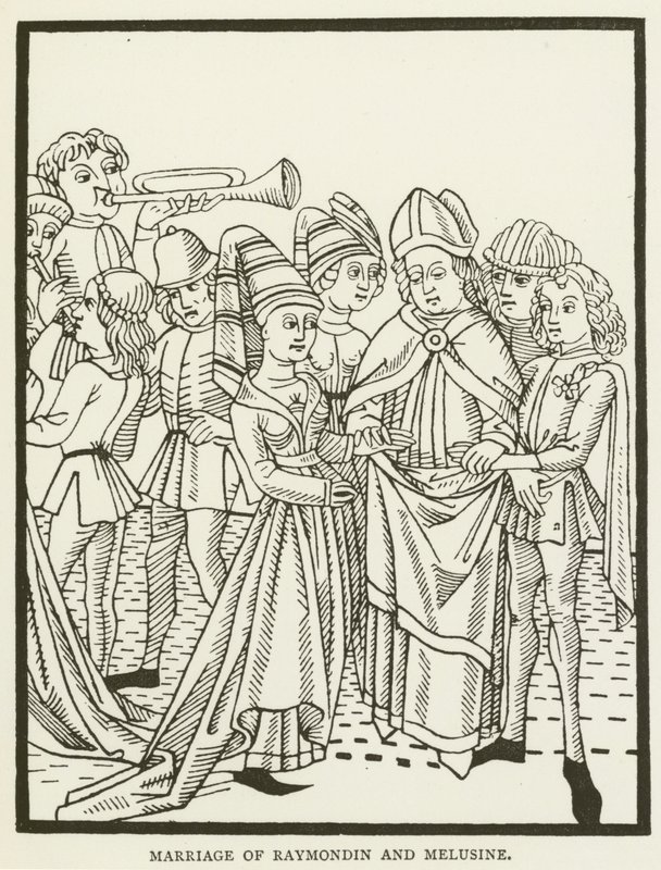 Ślub Raymondina i Melusine (rycina) autorstwa (after) English School
