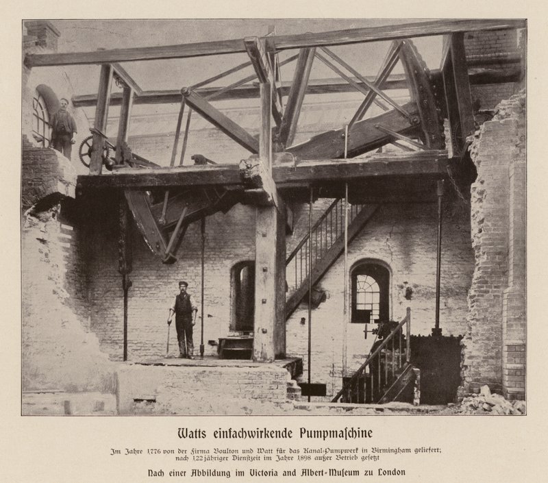 Silnik pompowy jednostronnego działania Boulton  Watt (zdjęcie czarno-białe) autorstwa (after) English photographer