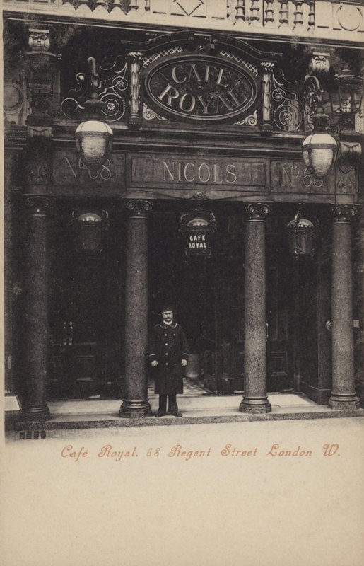 Cafe Royal, 68, Regent Street, Londyn, zachód (zdjęcie czarno-białe) autorstwa (after) English photographer