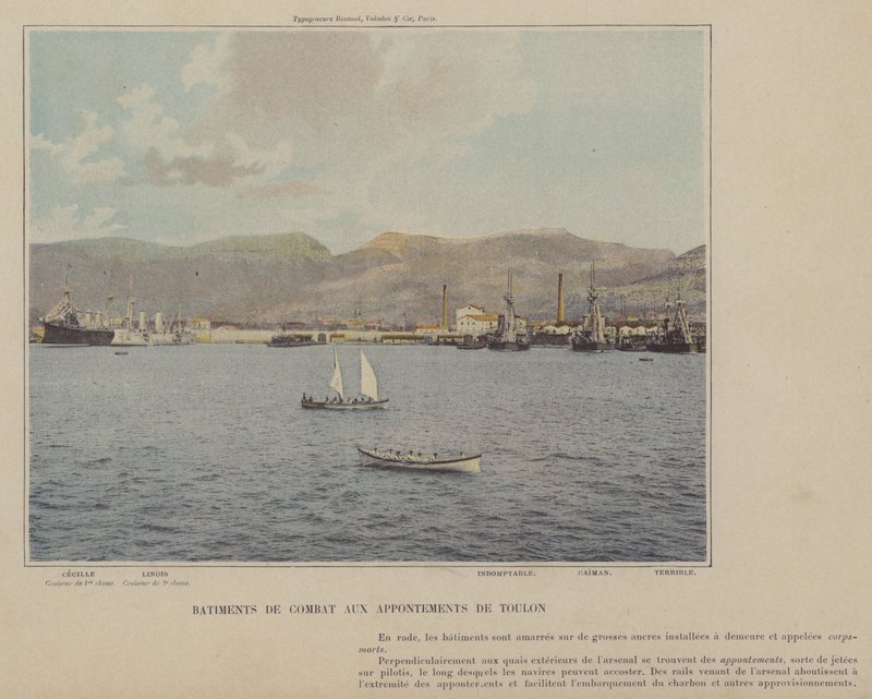 Statki bojowe na Toulon Piers (kolorowe zdjęcie) autorstwa (after) French Photographer