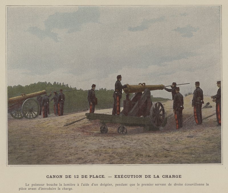 12 Square Gun wykonujący szarżę (kolorowe zdjęcie) autorstwa (after) French Photographer