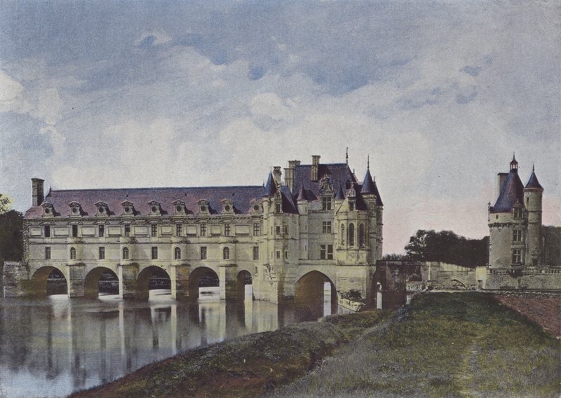 Zamek Chenonceaux (kolorowe zdjęcie) autorstwa (after) French Photographer