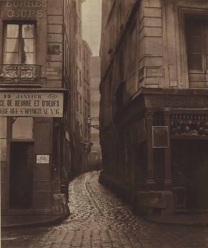 Rue Tirechappe, zaczerpnięta z rue Saint-Honore, zburzona przy rue du Pont-Neuf (zdjęcie czarno-białe) autorstwa (after) French Photographer