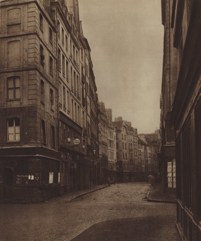 Rue de la Ferronnerie, wzięta z rue de la Reynie, nadal pozostaje początek ulicy (zdjęcie czarno-białe) autorstwa (after) French Photographer