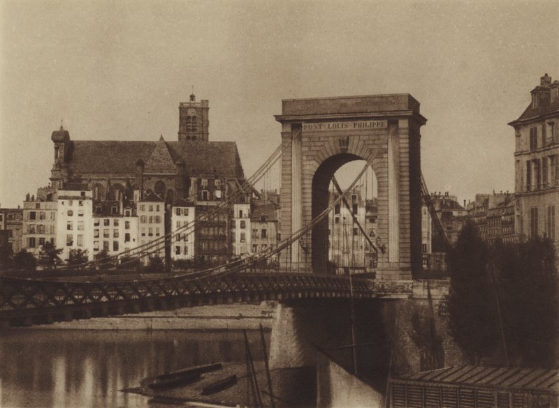 Pont Louis-Philippe w kierunku prawego brzegu (zdjęcie czarno-białe) autorstwa (after) French Photographer