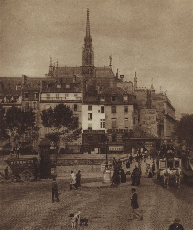 Quai des Orfevres na rogu Boulevard du Palais (zdjęcie czarno-białe) autorstwa (after) French Photographer