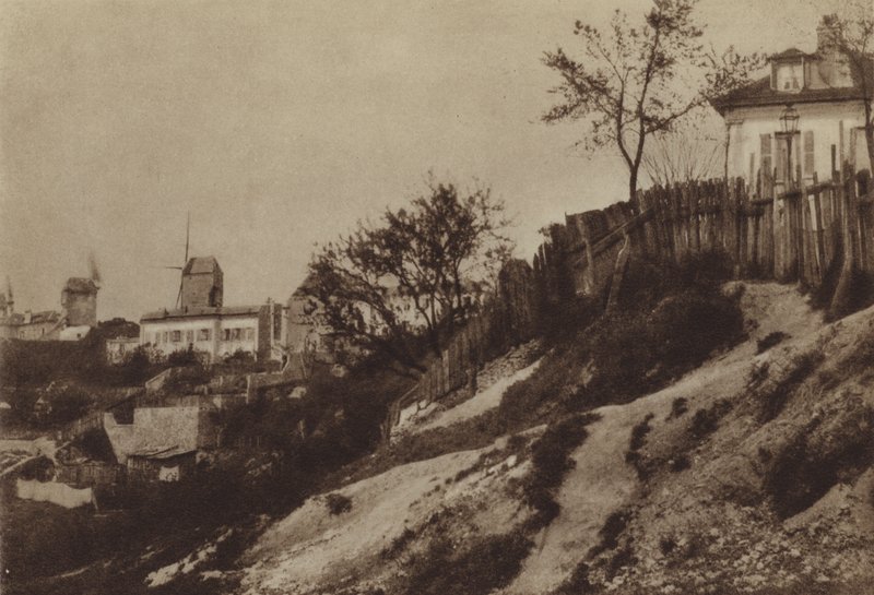 Ogrody Montmartre z wiatrakiem Blute-fin około 1860 roku (zdjęcie czarno-białe) autorstwa (after) French Photographer