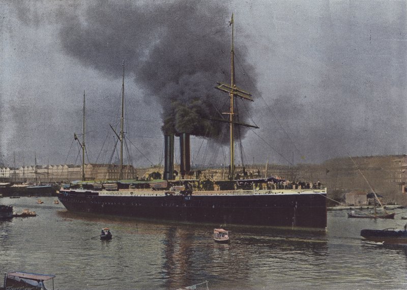 Marsylia, Statek Marysaków opuszcza port (kolorowe zdjęcie) autorstwa (after) French Photographer
