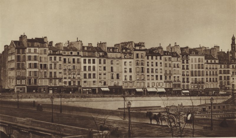 Quai Le Pelletier około 1855 r., obecnie część Quai de Gesvres (zdjęcie czarno-białe) autorstwa (after) French Photographer