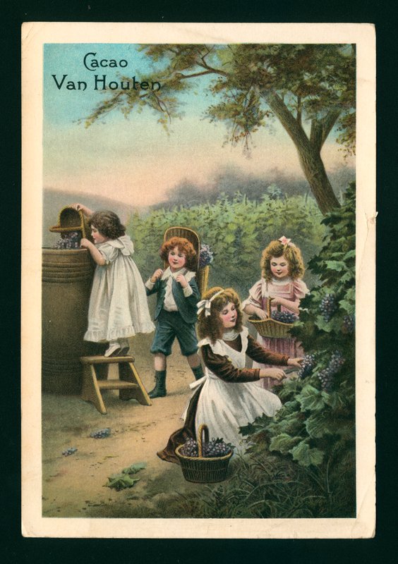 Dzieci zbierające winogrona (chromolit) autorstwa (after) French School