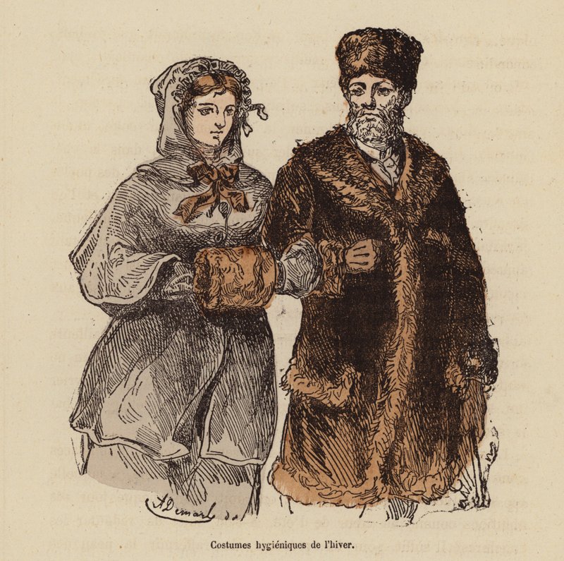 Higieniczny strój zimowy (kolorowy grawer) autorstwa (after) French School