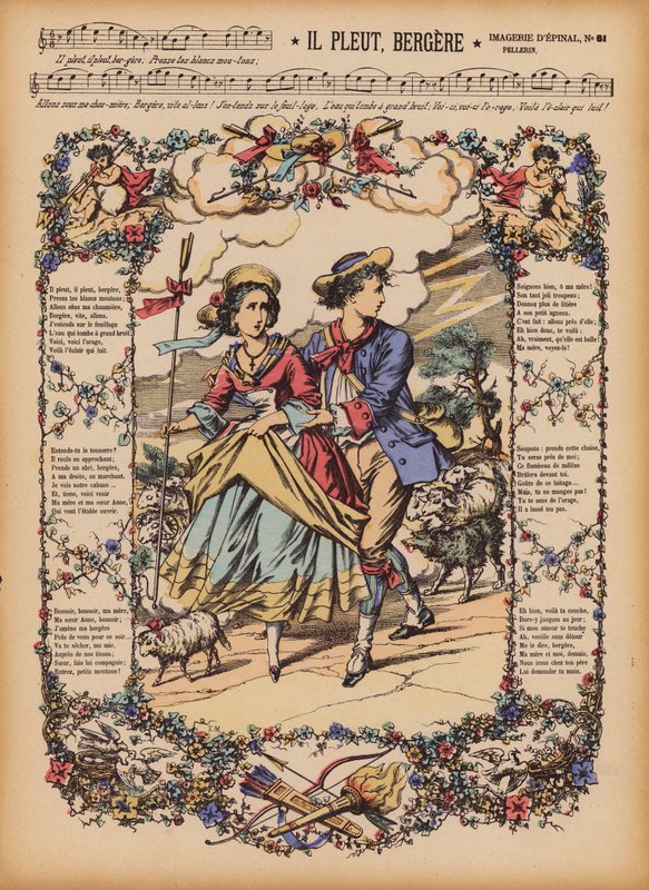 Il Pleut, Bergere (kolorowa rycina) autorstwa (after) French School