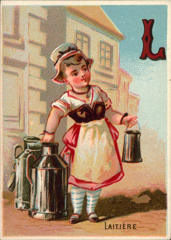 L jak laitiere (pracownik mleczarski) (chromolitho) autorstwa (after) French School