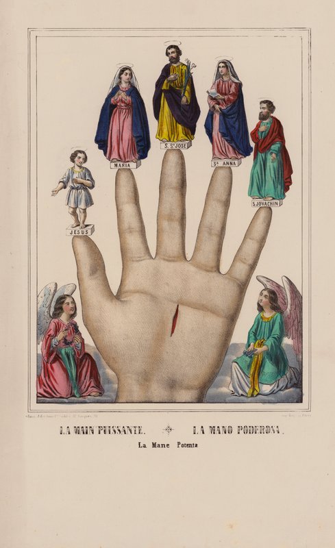La Main Puissante, La Mano Poderosa, La Mane Potenta (kolorowa litografia) autorstwa (after) French School