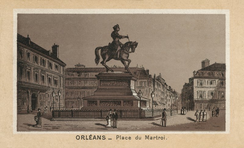 Orlean: Place du Martroi (litografia) autorstwa (after) French School