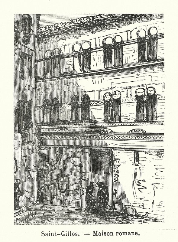 Saint-Gilles, romański dom (rycina) autorstwa (after) French School
