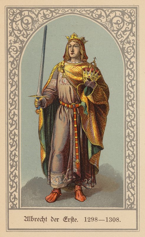 Albert I, król Niemiec (kolorowa litografia) autorstwa (after) German School