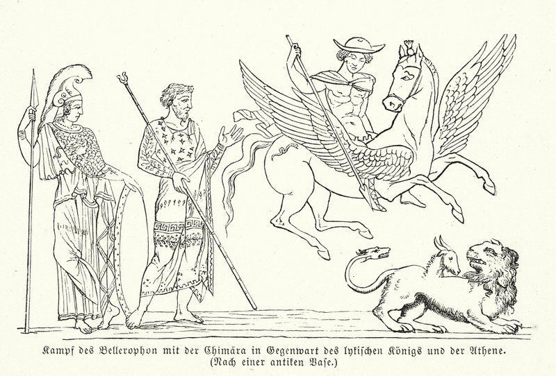 Bellerophon walczący z Chimerą (rycina) autorstwa (after) German School