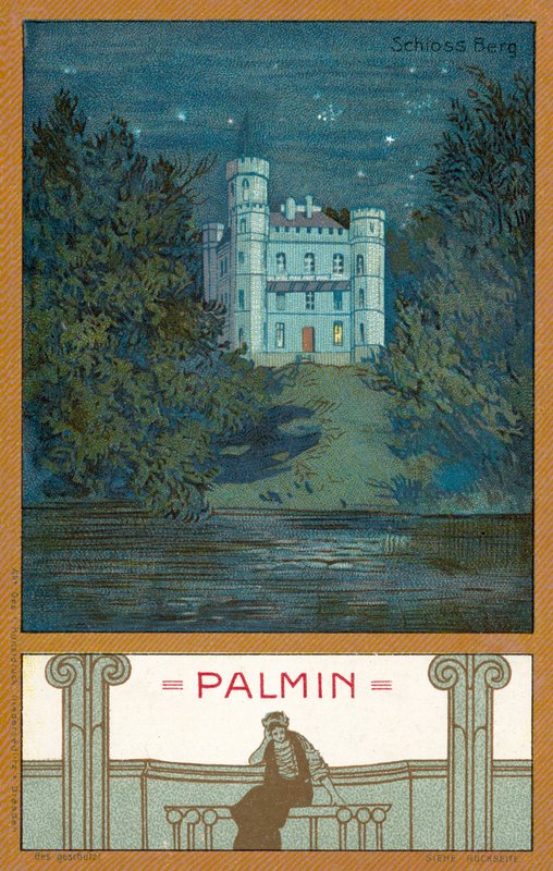 Zamek Berg, Bawaria (chromolitho) autorstwa (after) German School