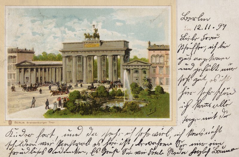 Berlin, Brama Brandenburska (kolor lito) autorstwa (after) German School