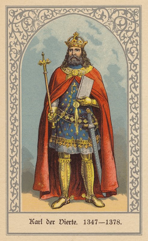 Karol IV, król Czech i Niemiec oraz Święty Cesarz Rzymski (kolorowa litografia) autorstwa (after) German School