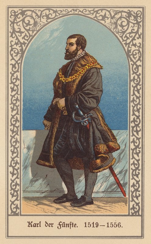 Karol V, Święty Cesarz Rzymski (kolorowa litografia) autorstwa (after) German School