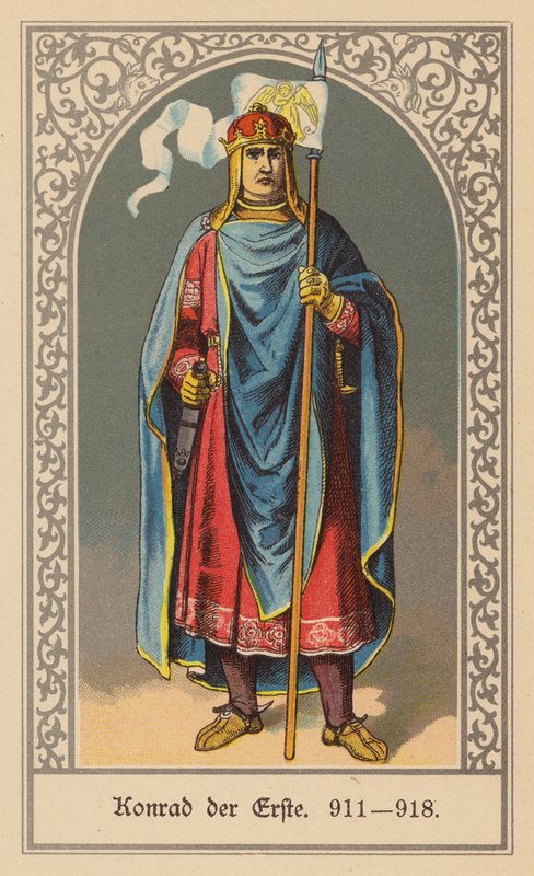 Konrad I Niemiecki, król wschodniej Francji (kolorowa litografia) autorstwa (after) German School