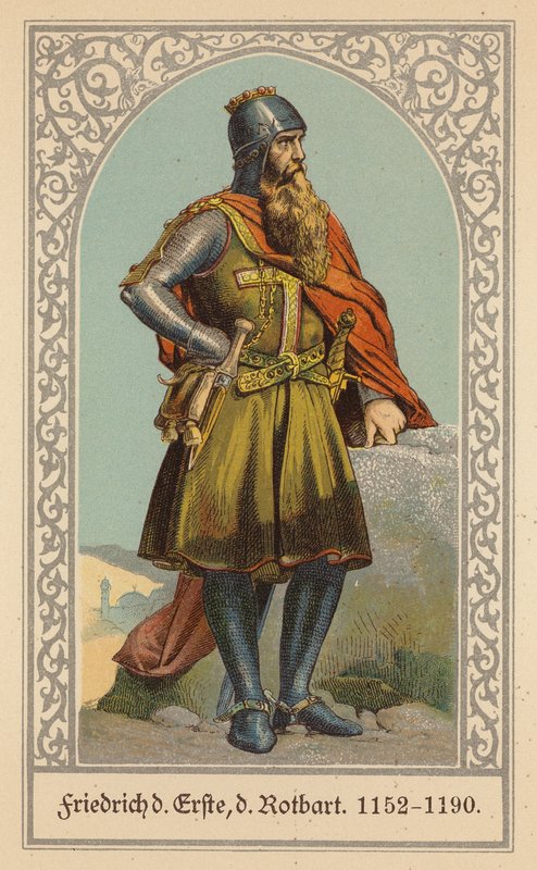 Fryderyk Barbarossa, Święty Cesarz Rzymski (kolorowa litografia) autorstwa (after) German School