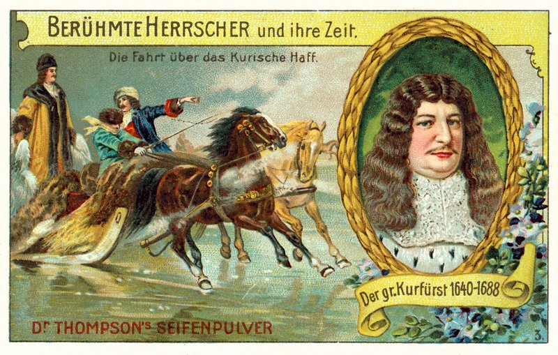 Fryderyk Wilhelm, elektor brandenburski, przekraczający zamarzniętą Zalew Kuroński autorstwa (after) German School
