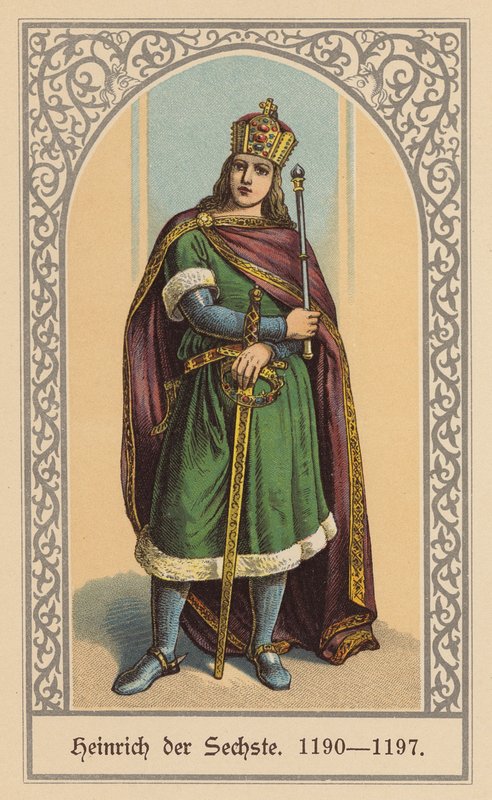 Henryk VI, Święty Cesarz Rzymski (kolorowa litografia) autorstwa (after) German School