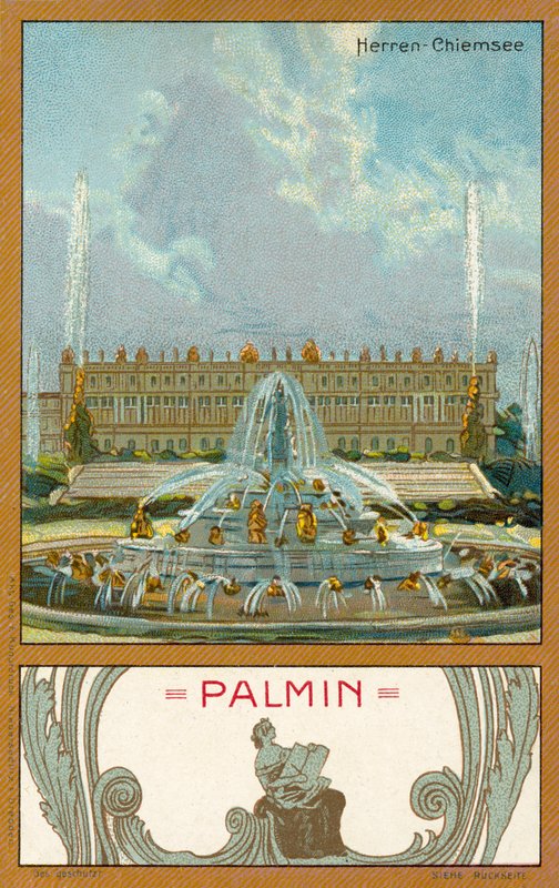 Pałac Herrenchiemsee, Bawaria (chromolitho) autorstwa (after) German School