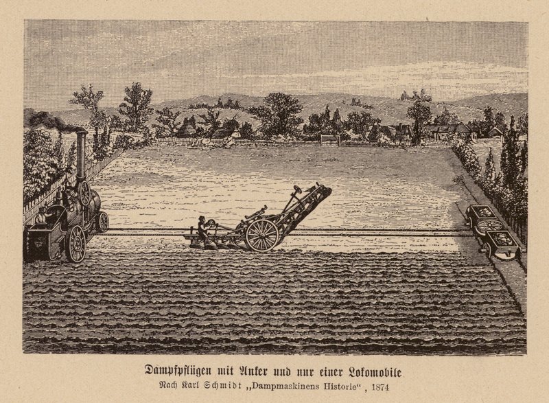 Orka parowa z silnikiem trakcyjnym i kotwicą (litografia) autorstwa (after) German School