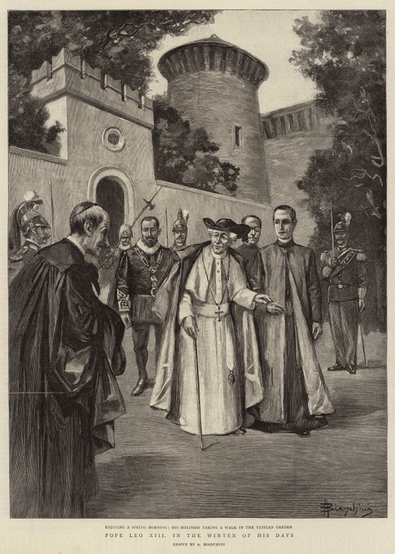 Papież Leon XIII zimą swoich dni (rycina) autorstwa (after) Italian School