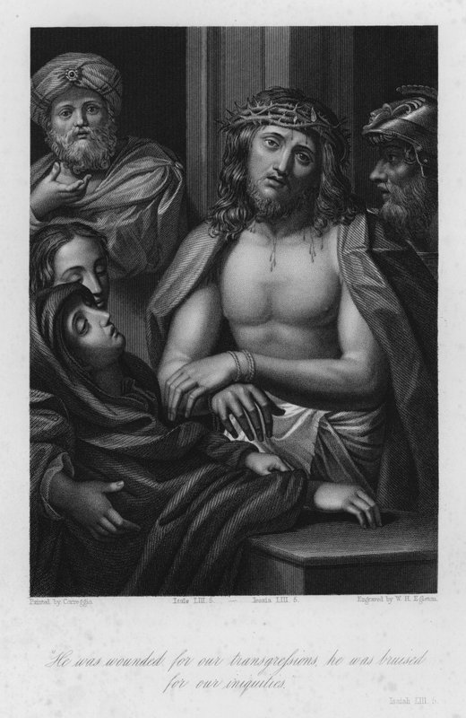 Chrystus ukoronowany cierniami, Izajasz LIII, 5 (rycina) autorstwa (c.1489 1534) (after) Correggio