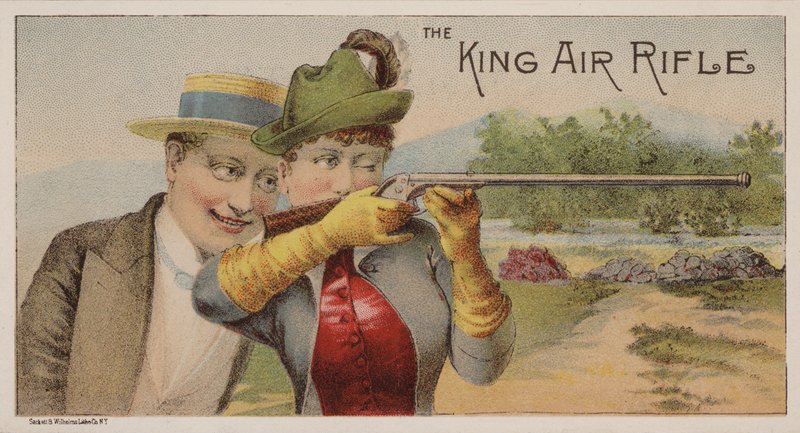 Amerykańska karta handlowa reklamująca wiatrówki King autorstwa American School