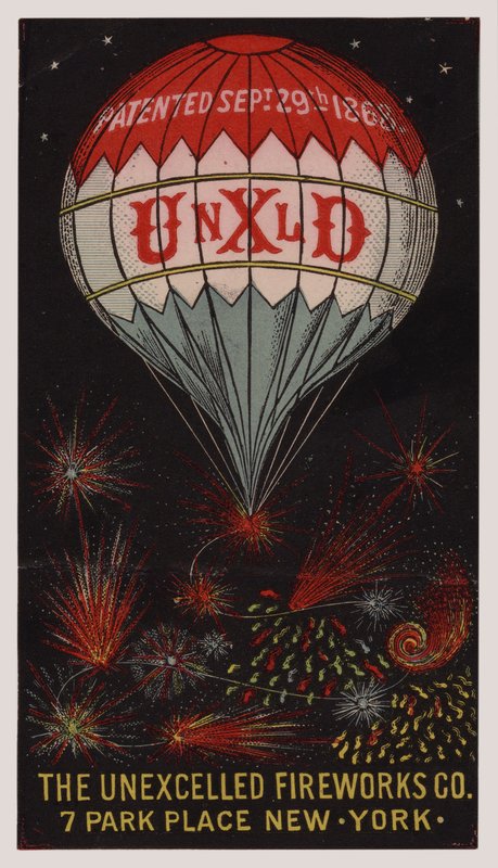 Amerykańska karta handlowa reklamująca Unexcelled Firework Company, Nowy Jork autorstwa American School
