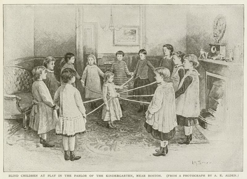 Niewidome dzieci bawiące się w przedszkolu pod Bostonem autorstwa American School