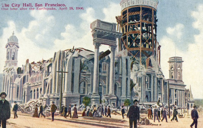 Ratusz w San Francisco po trzęsieniu ziemi w 1906 r. autorstwa American School