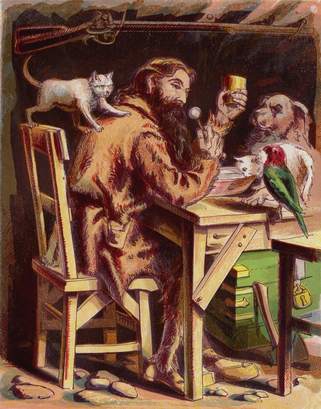 Ilustracja do Robinsona Crusoe autorstwa American School