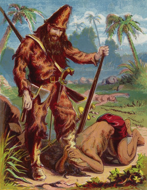 Ilustracja do Robinsona Crusoe autorstwa American School