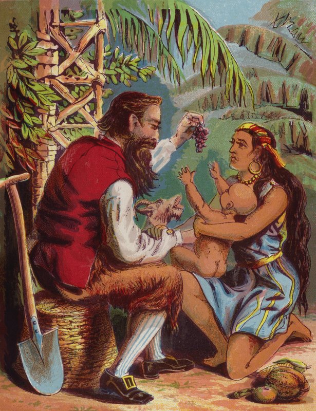 Ilustracja do Robinsona Crusoe autorstwa American School
