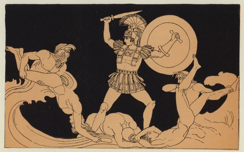 Achilles walczący z rzeką autorstwa English School