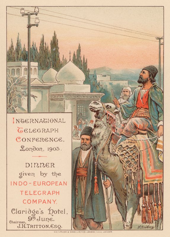 Kolacja wydana przez Indo-European Telegraph Company w hotelu Claridges w Londynie podczas Międzynarodowej Konferencji Telegraficznej, 9 czerwca 1903 r. autorstwa English School