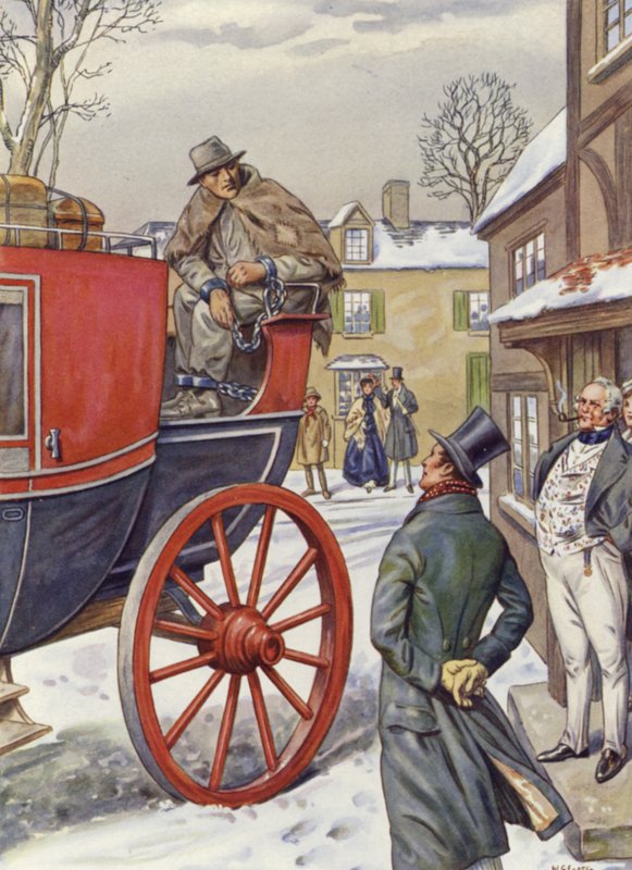 George Loveless, męczennik z Tolpuddle, w powozie w Salisbury autorstwa English School