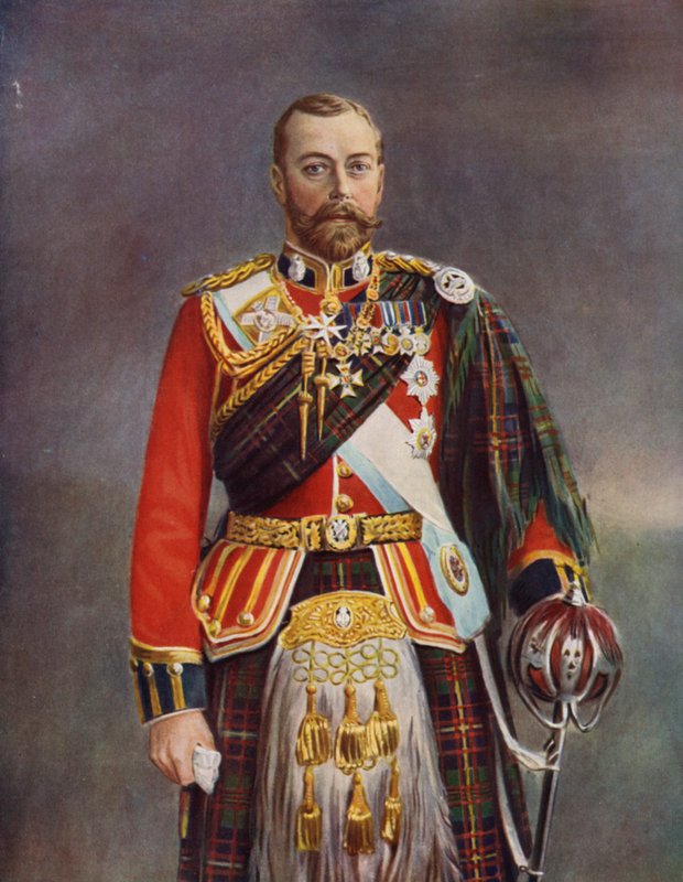 King George jako pułkownik Cameron Highlanders autorstwa English School