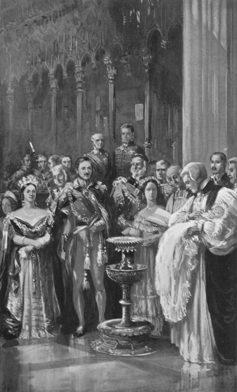 Chrzest króla Edwarda w kaplicy św. Jerzego, Windsor, 1842 r. autorstwa English School