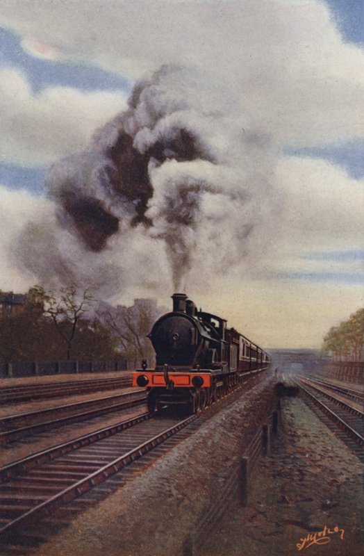 Irish Express wjeżdża na brzeg między Euston a Chalk Farm, London and North Western Railway autorstwa English School