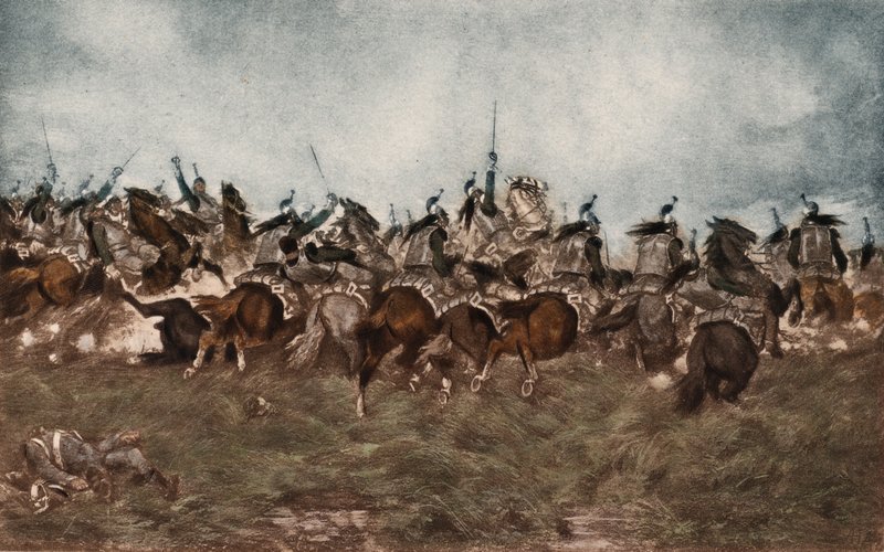 Stara Gwardia w Waterloo (kolorowa fotograwiura) autorstwa English School